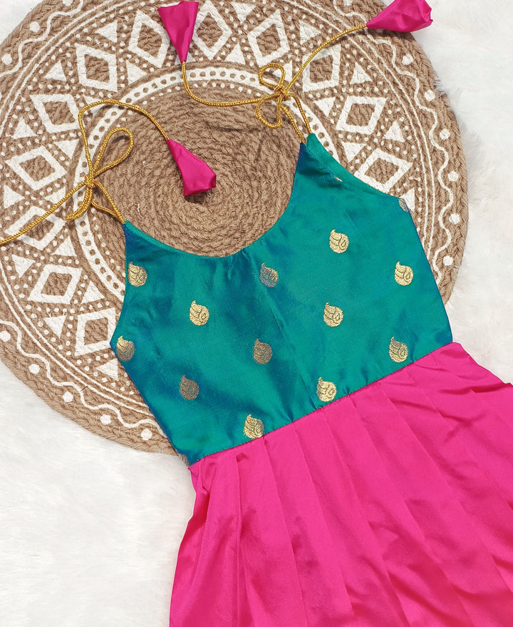 Vinusha - Blue Pink Frock-Cum-Romper Minipattu