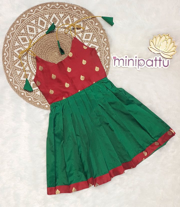Vinusha - Maroon Green Frock-Cum-Romper Minipattu