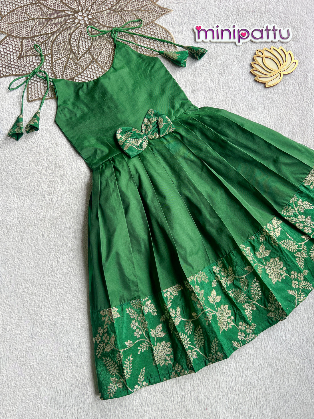 Jingle - Green Brocade Frock Minipattu