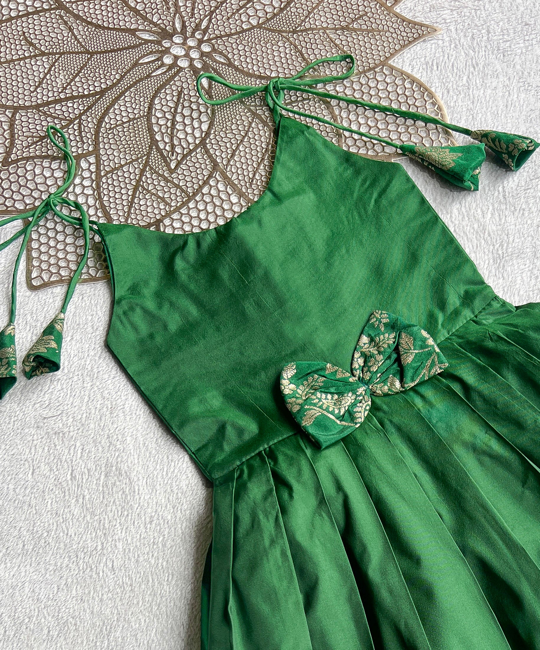 Jingle - Green Brocade Frock Minipattu