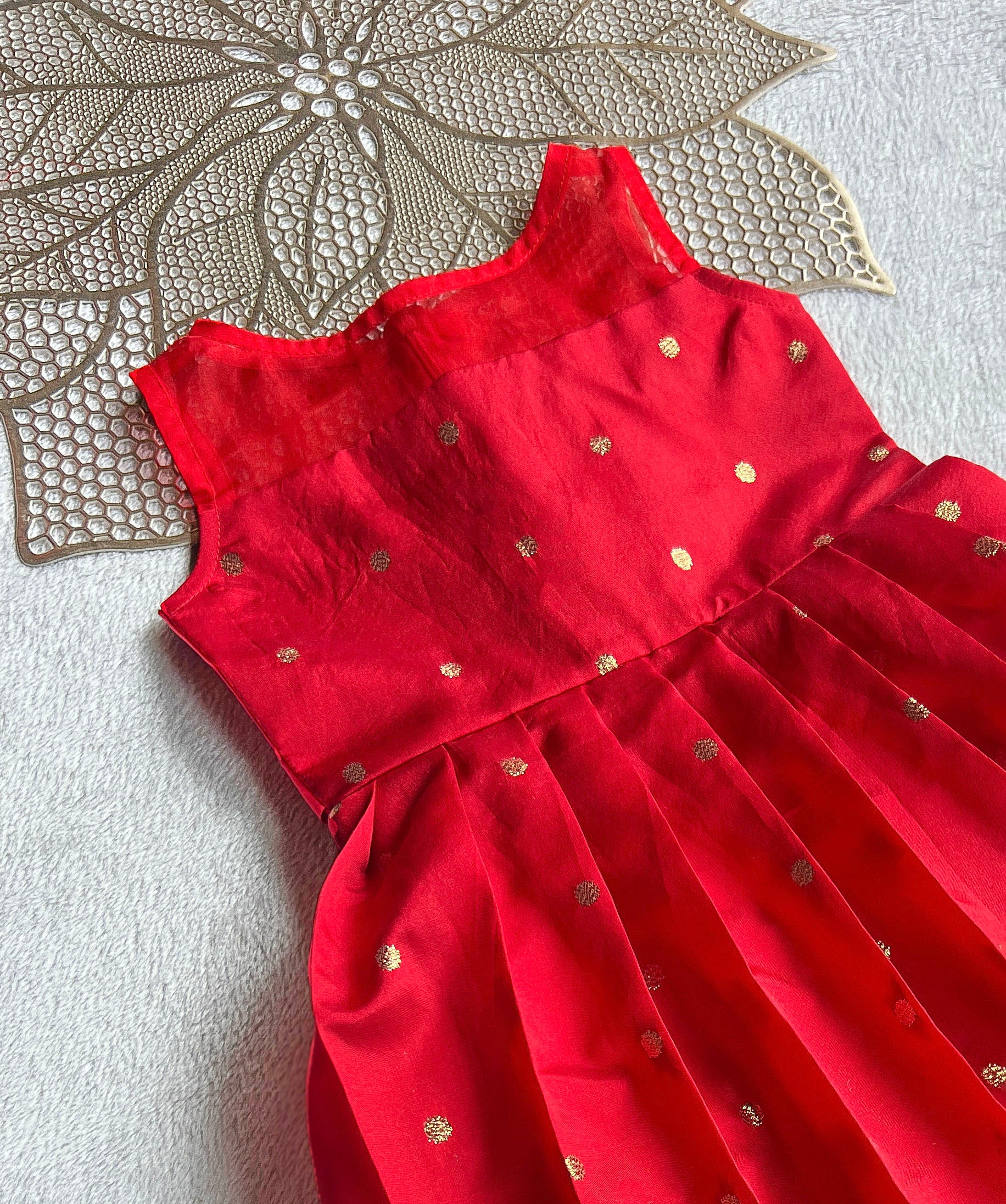 Jingle -Red Butta Frock Minipattu