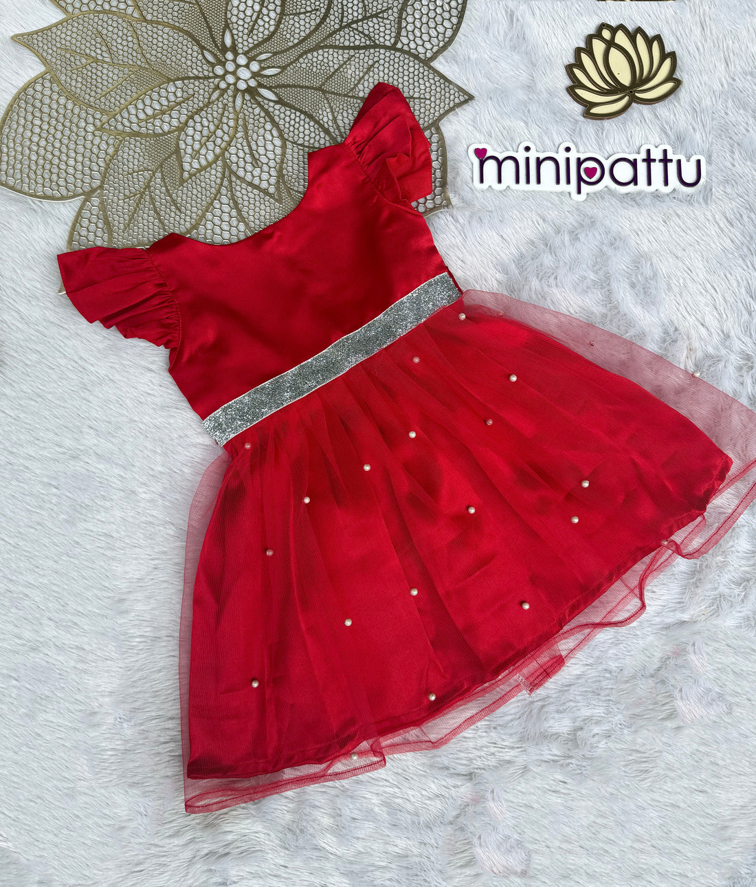 Jingle - Red Satin Frock Minipattu