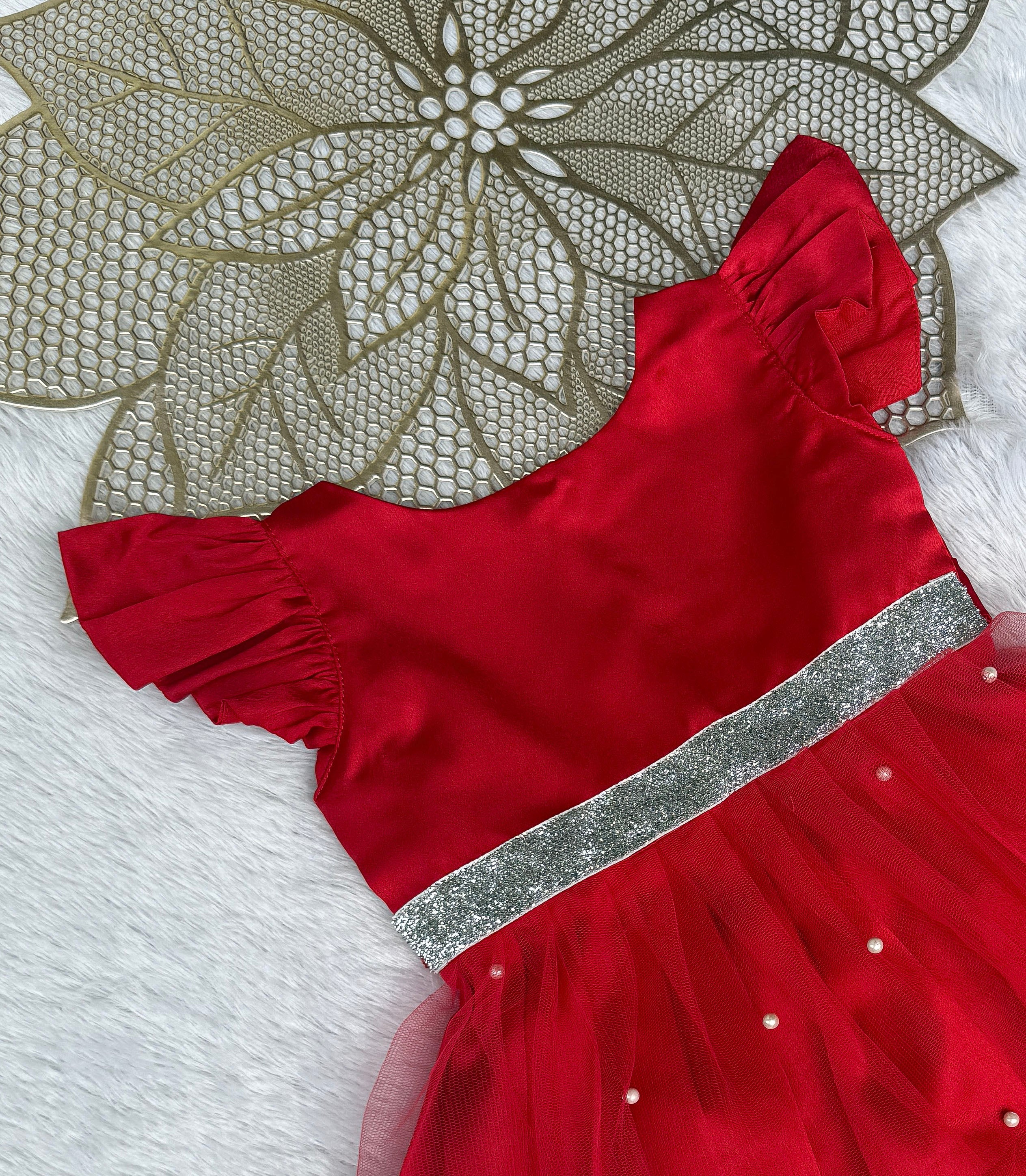 Jingle - Red Satin Frock Minipattu