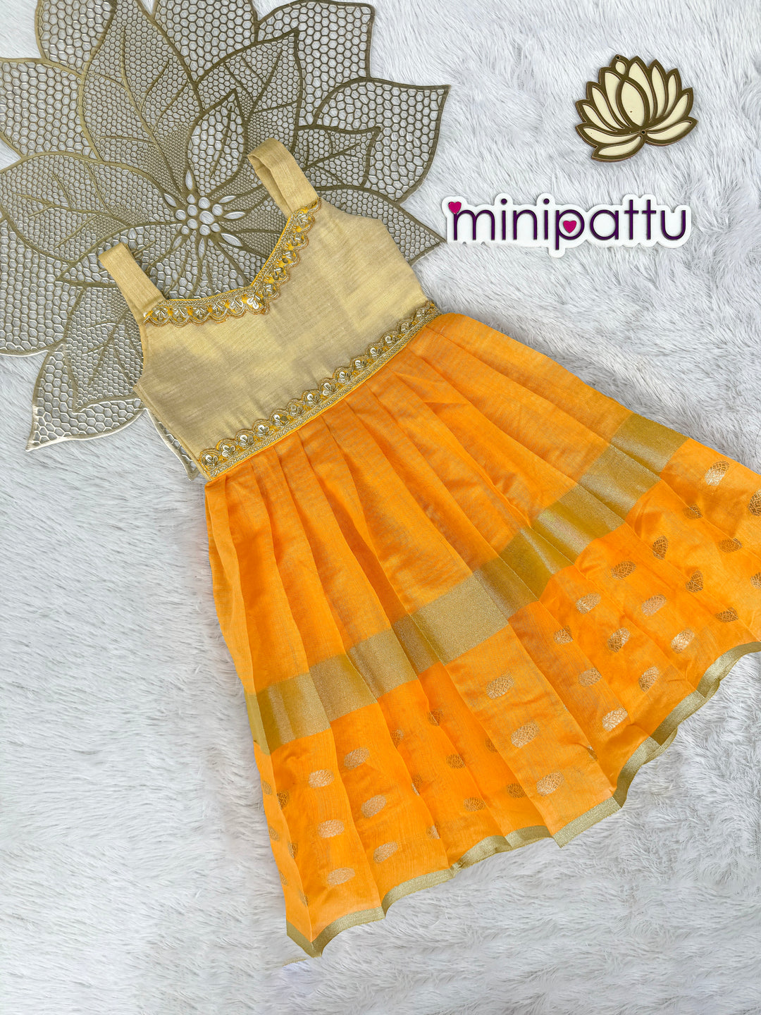 Aadhya - Yellow Tissue Frock Minipattu