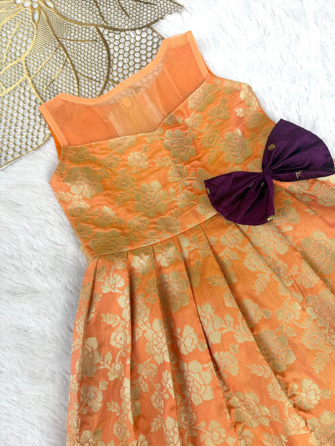 Mithra - Orange Violet Frock Minipattu
