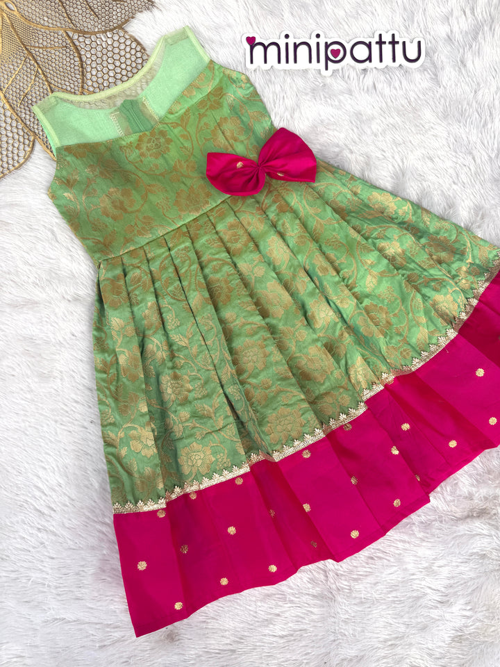 Mithra - Green Pink Frock Minipattu