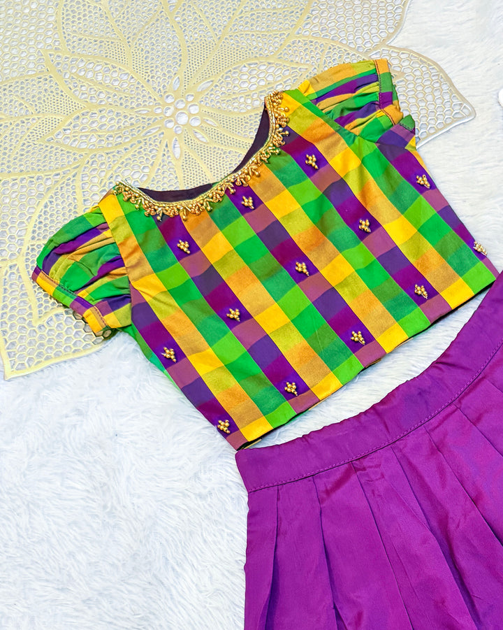 Kanimozhi -Magenta Checks Designer Minipattu