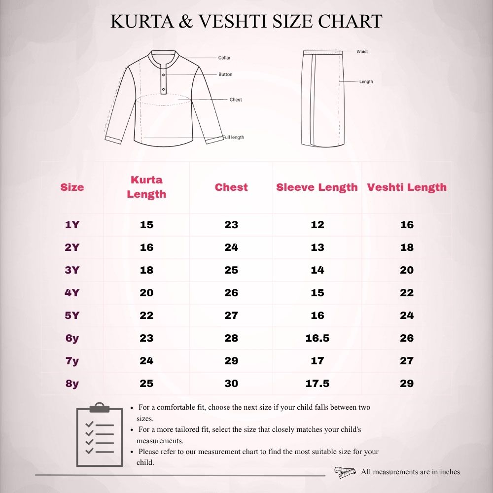 Mithran - Magenta Halfwhite Kurta & Veshti set