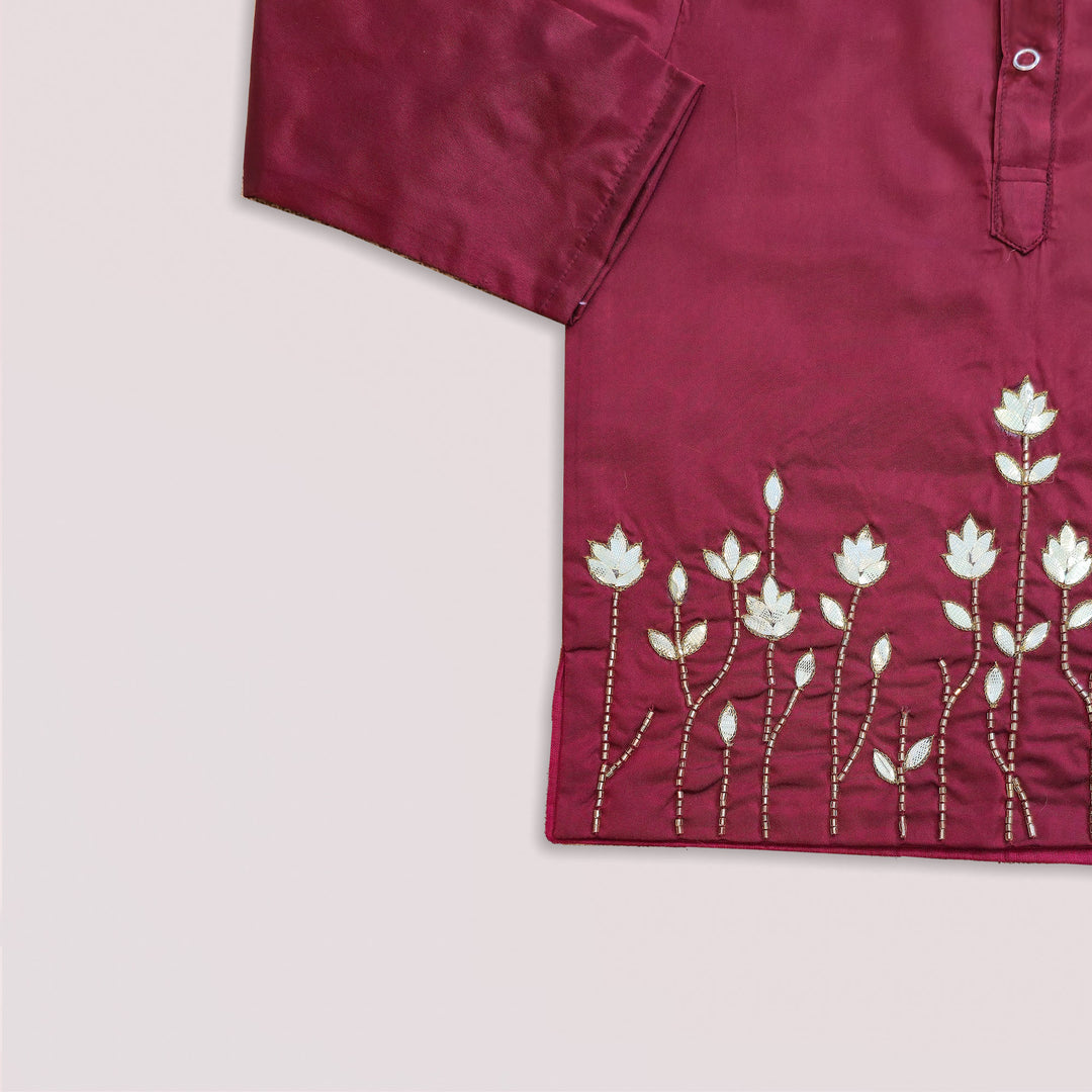 Arya - Maroon Kurta & Veshti set