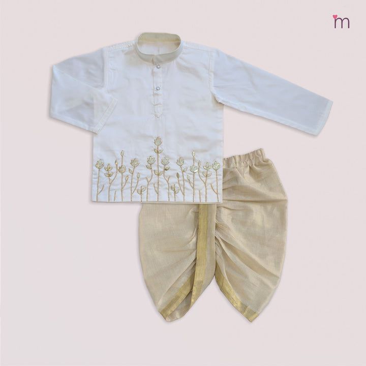 Arya - Halfwhite Kurta & Veshti set