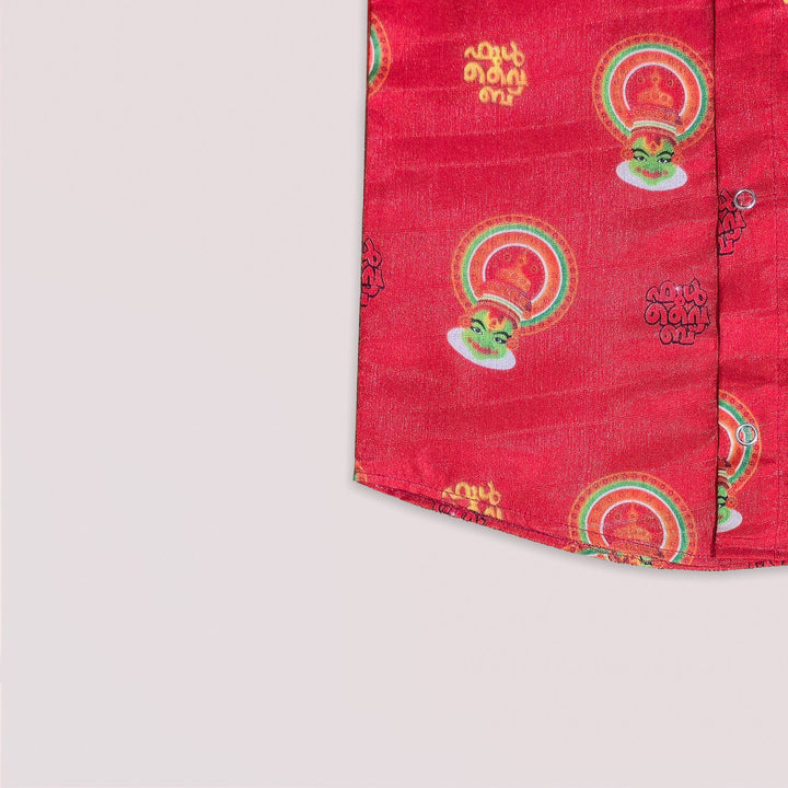 Kathakali - Red Shirt & Veshti Set