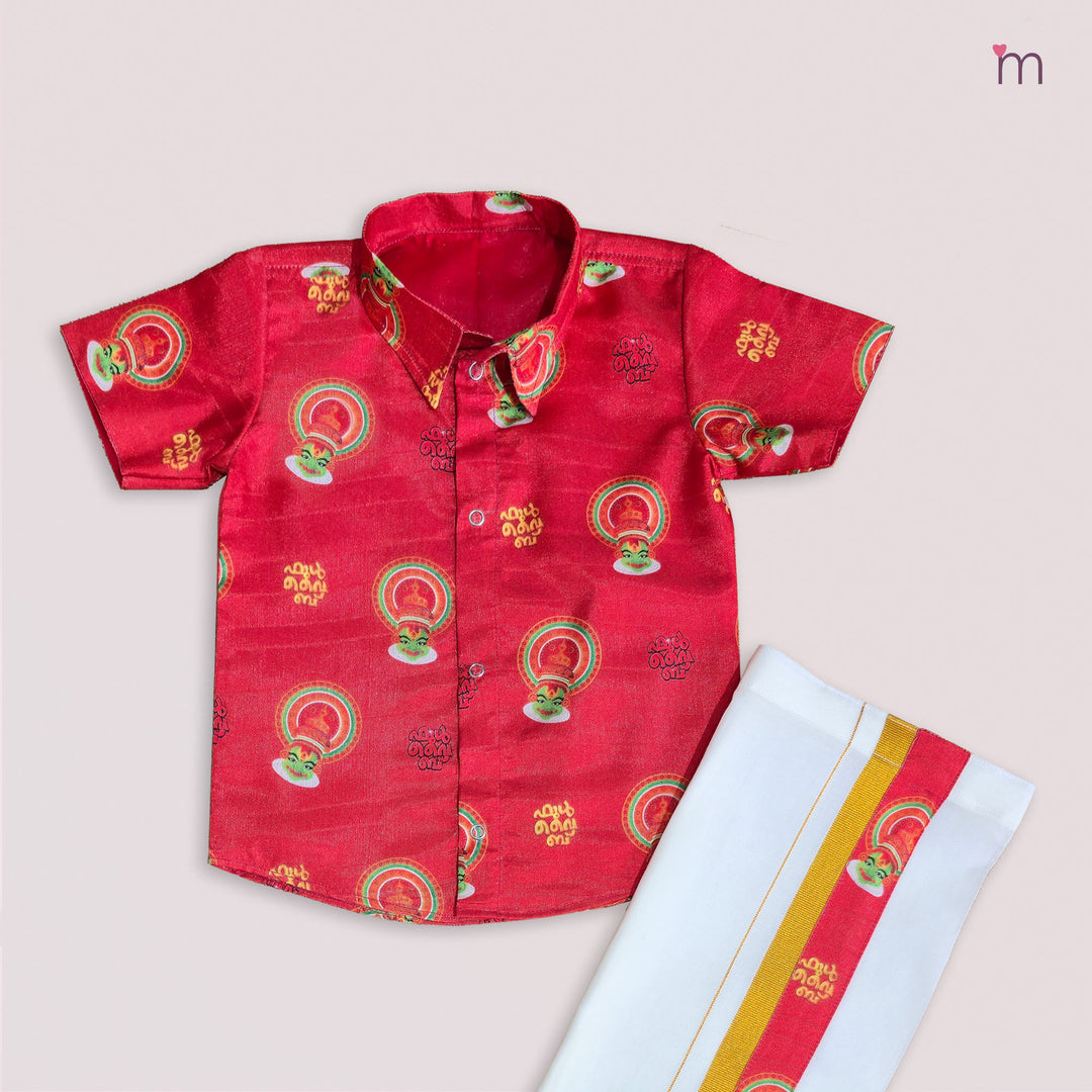 Kathakali - Red Shirt & Veshti Set
