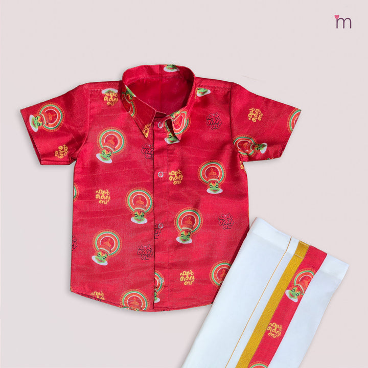 Kathakali - Red Shirt & Veshti Set