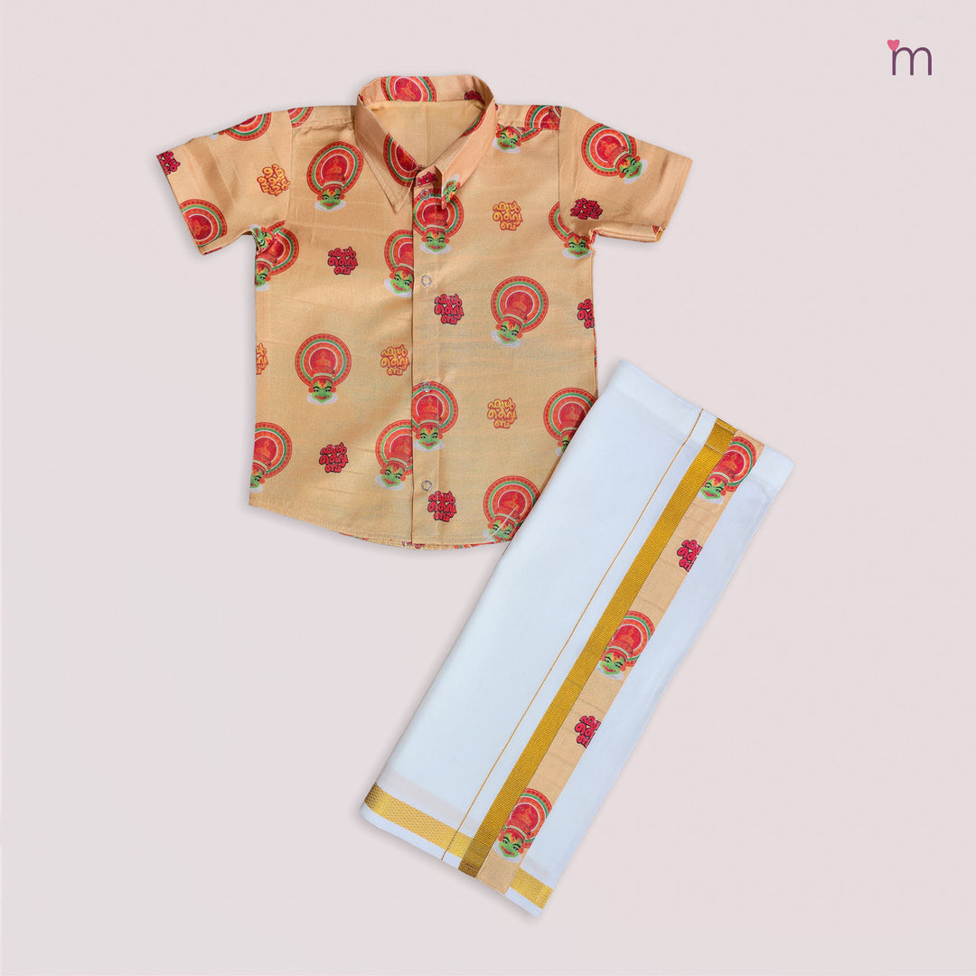 Kathakali - Gold Shirt & Veshti Set