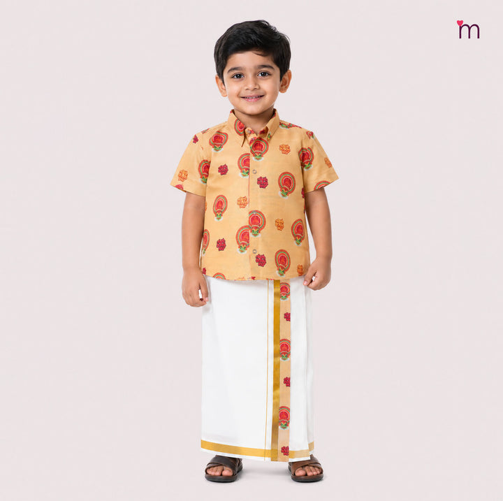 Kathakali - Gold Shirt & Veshti Set