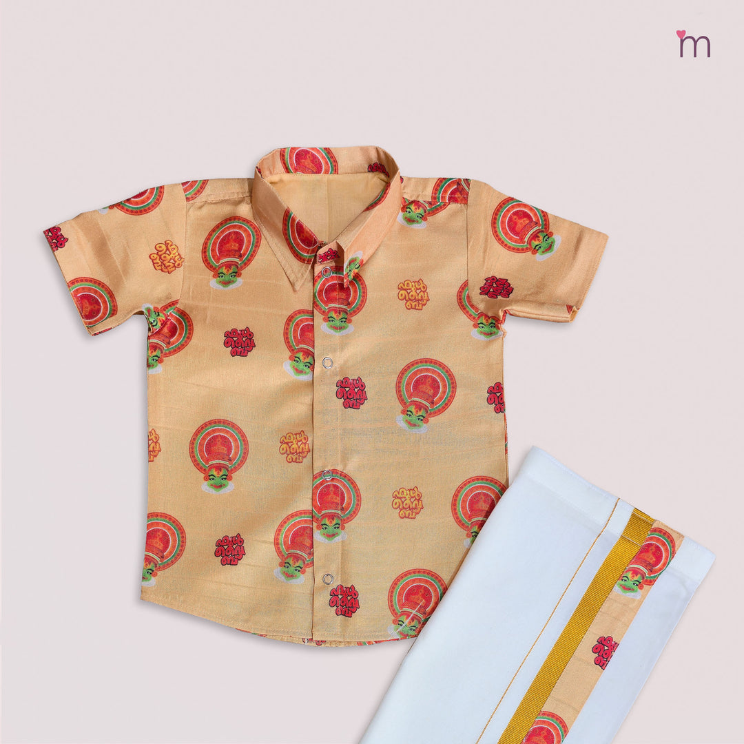 Kathakali - Gold Shirt & Veshti Set