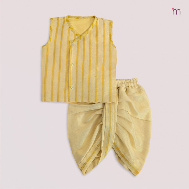 Rithvik -  Stripes Tissue Jabla Set Minipattu