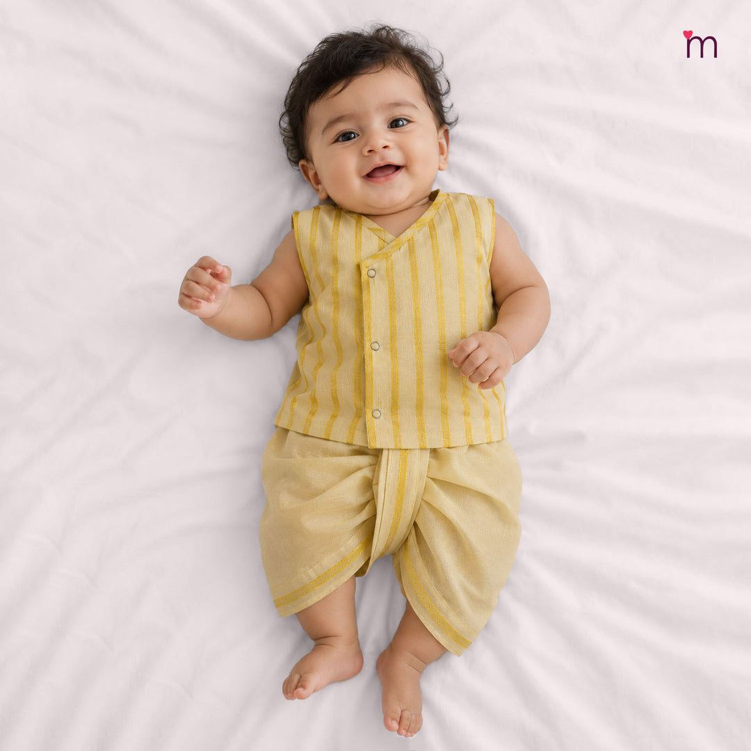 Rithvik -  Stripes Tissue Jabla Set Minipattu