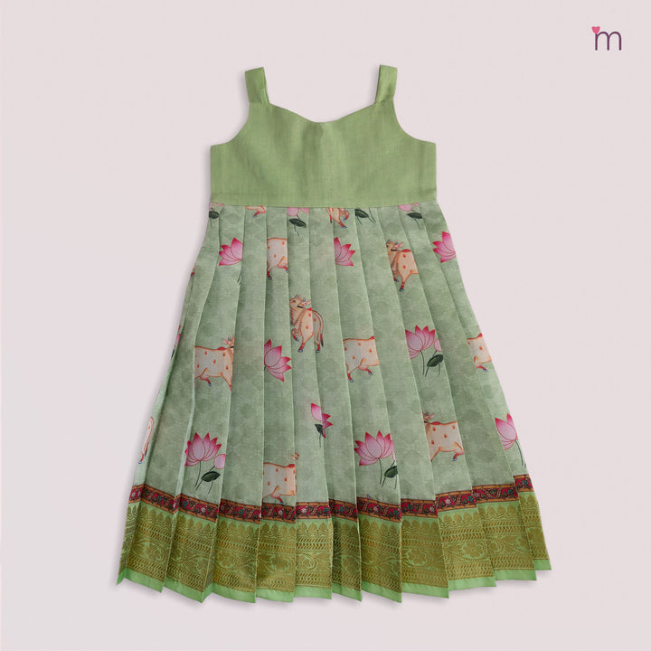 Pichwai Green Pattu Pavadai Minipattu