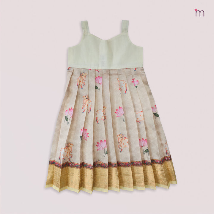 Pichwai Ivory Pattu Pavadai Minipattu