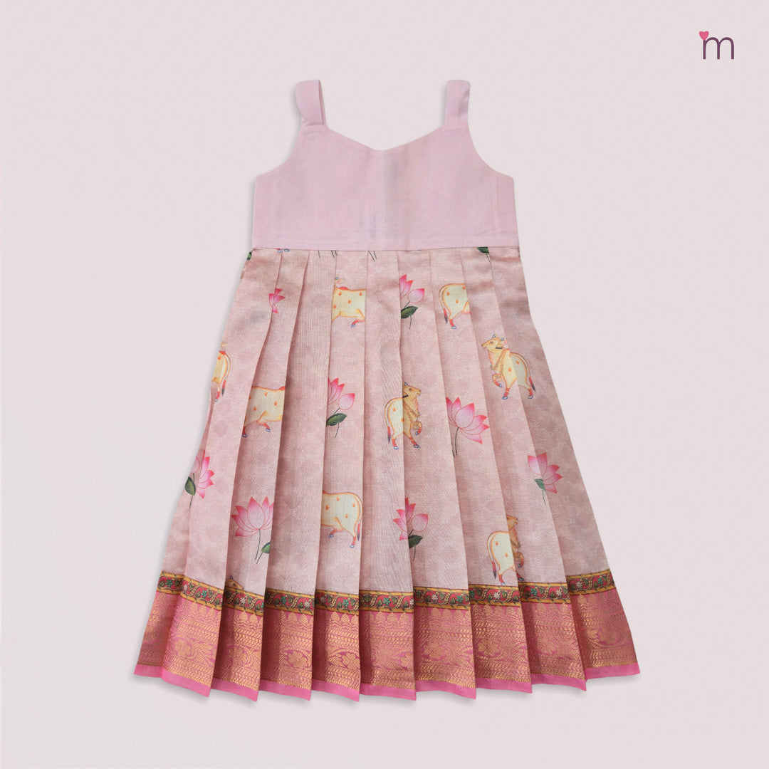 Pichwai Pink Pattu Pavadai Minipattu
