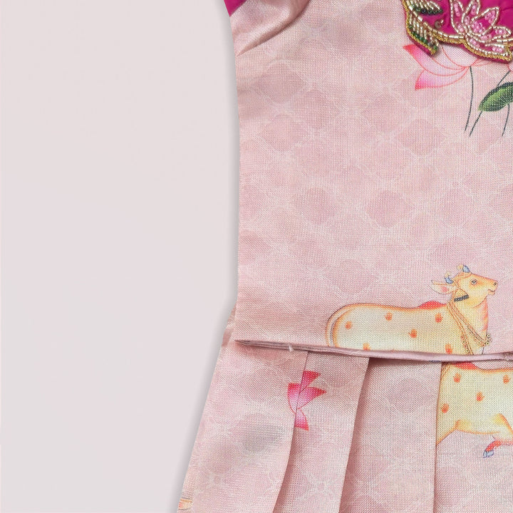 Pichwai Pink Pattu Pavadai Minipattu