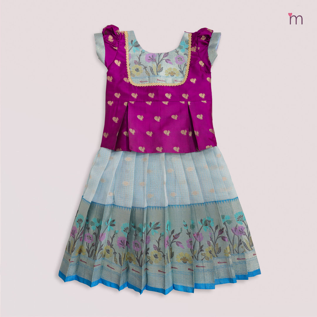 Varnika - Magenta Blue Pattu Pavadai Minipattu