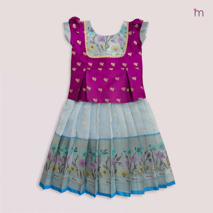 Varnika - Magenta Blue Pattu Pavadai Minipattu