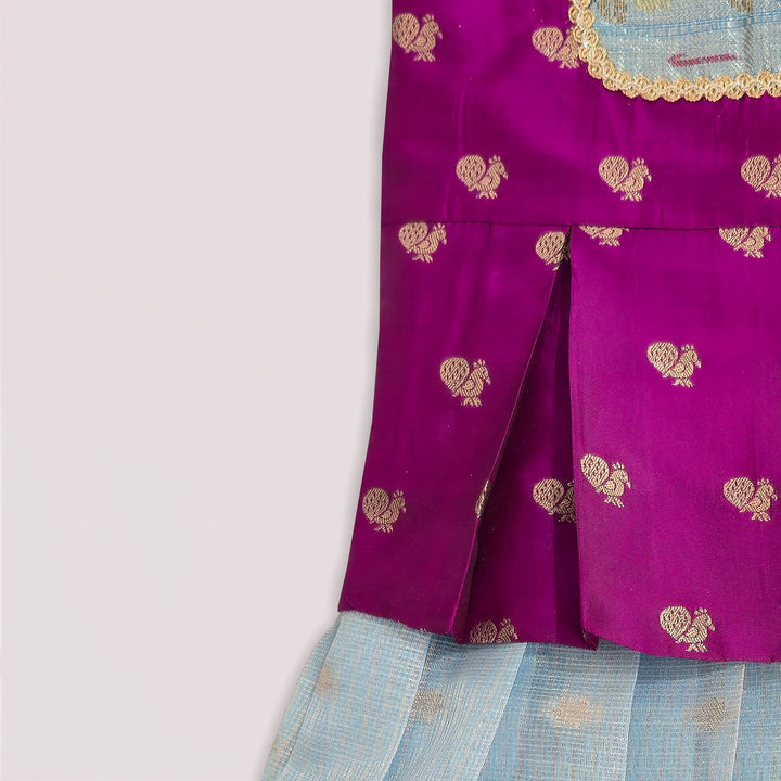 Varnika - Magenta Blue Pattu Pavadai Minipattu