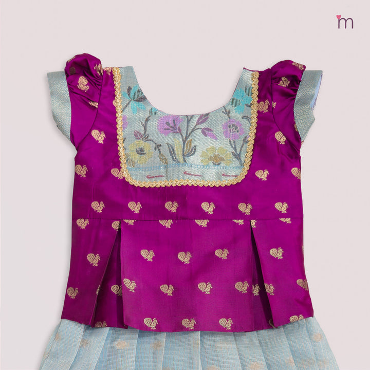 Varnika - Magenta Blue Pattu Pavadai Minipattu