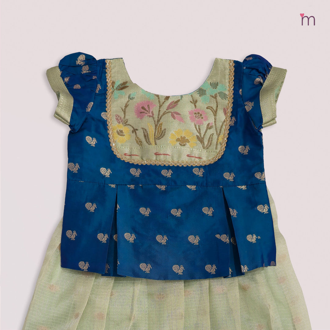 Varnika - Peacock Blue Green Pattu Pavadai Minipattu