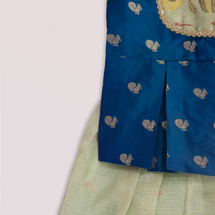 Varnika - Peacock Blue Green Pattu Pavadai Minipattu