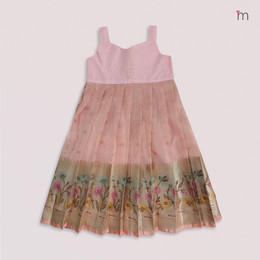 Varnika - Green Peach Pink Pattu Pavadai Minipattu