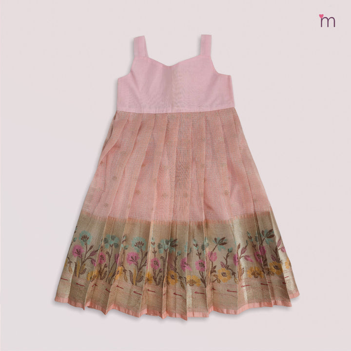 Varnika - Green Peach Pink Pattu Pavadai Minipattu