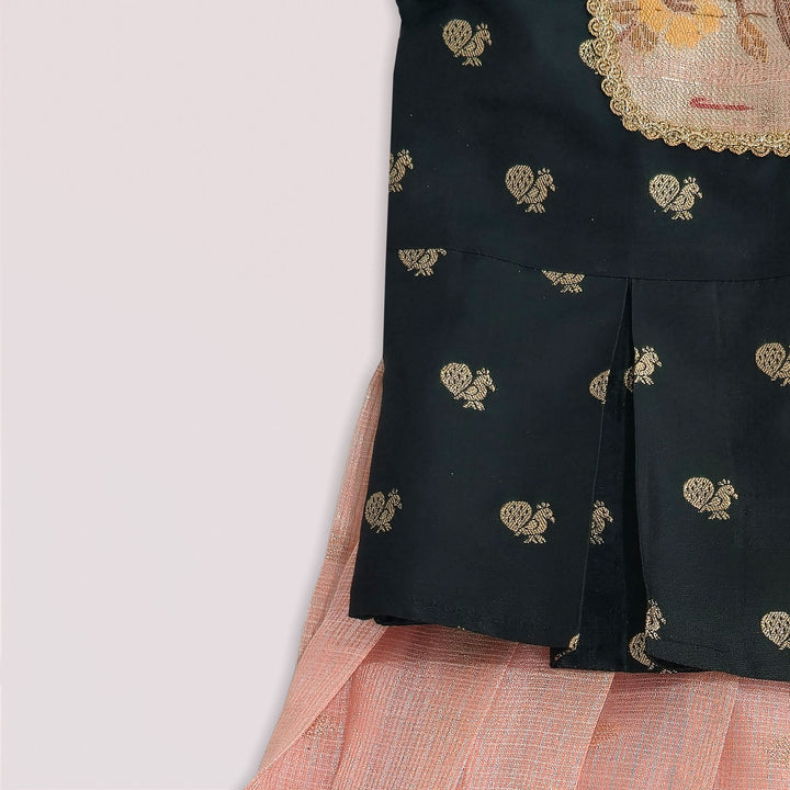 Varnika - Green Peach Pink Pattu Pavadai Minipattu