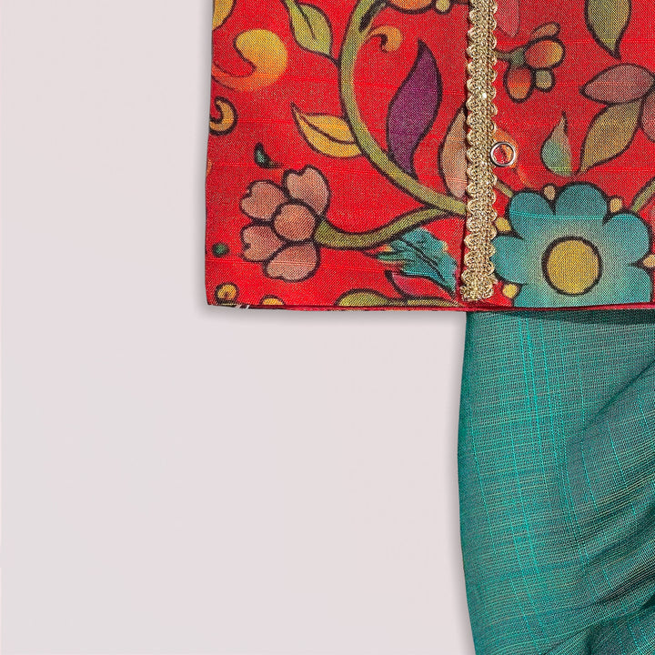 Varun - Red Kalamkari Jabla Set Minipattu