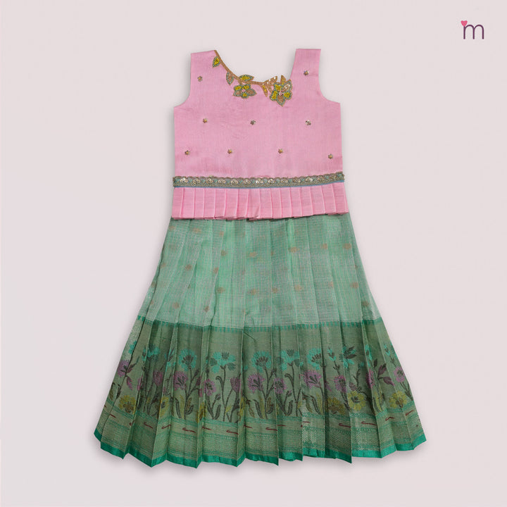 Vihana - Pink Green Pattu Pavadai Minipattu