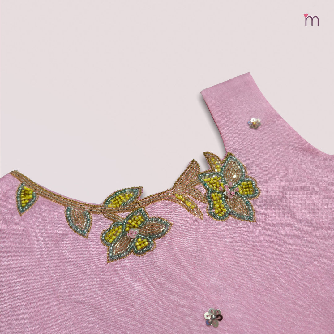 Vihana - Pink Green Pattu Pavadai Minipattu