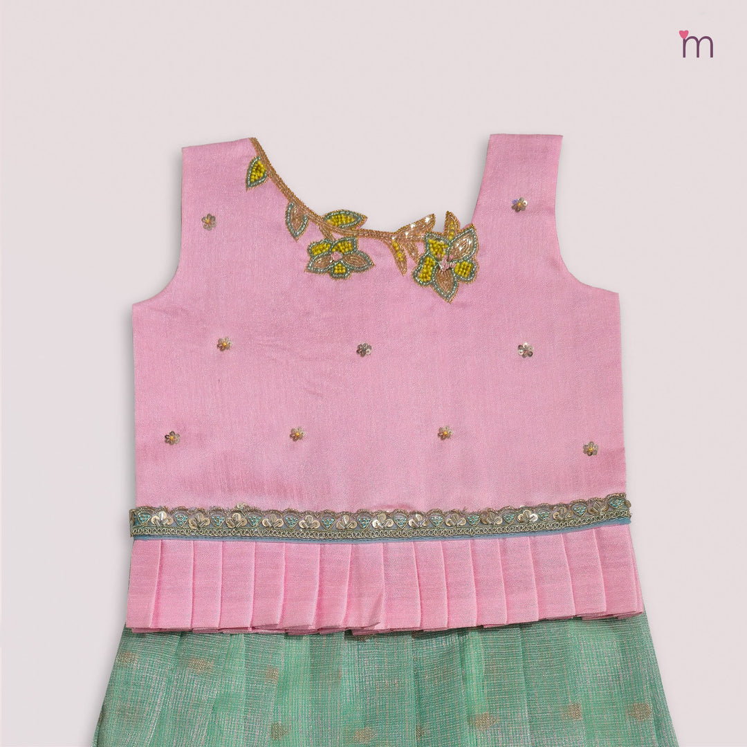 Vihana - Pink Green Pattu Pavadai Minipattu