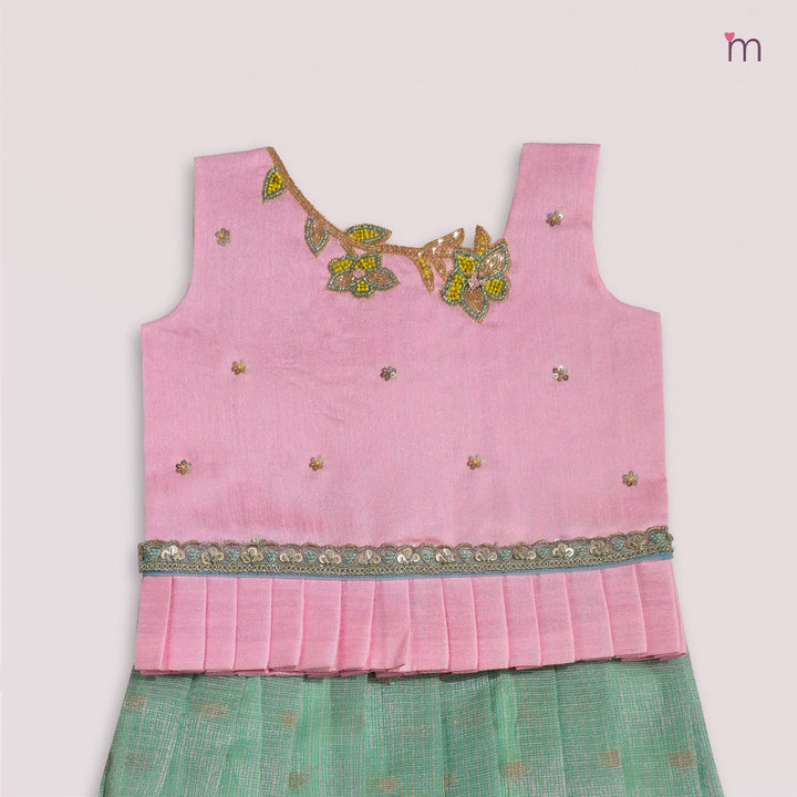 Vihana - Pink Green Pattu Pavadai Minipattu