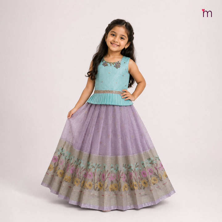 Vihana - Blue Lavender Pattu Pavadai Minipattu