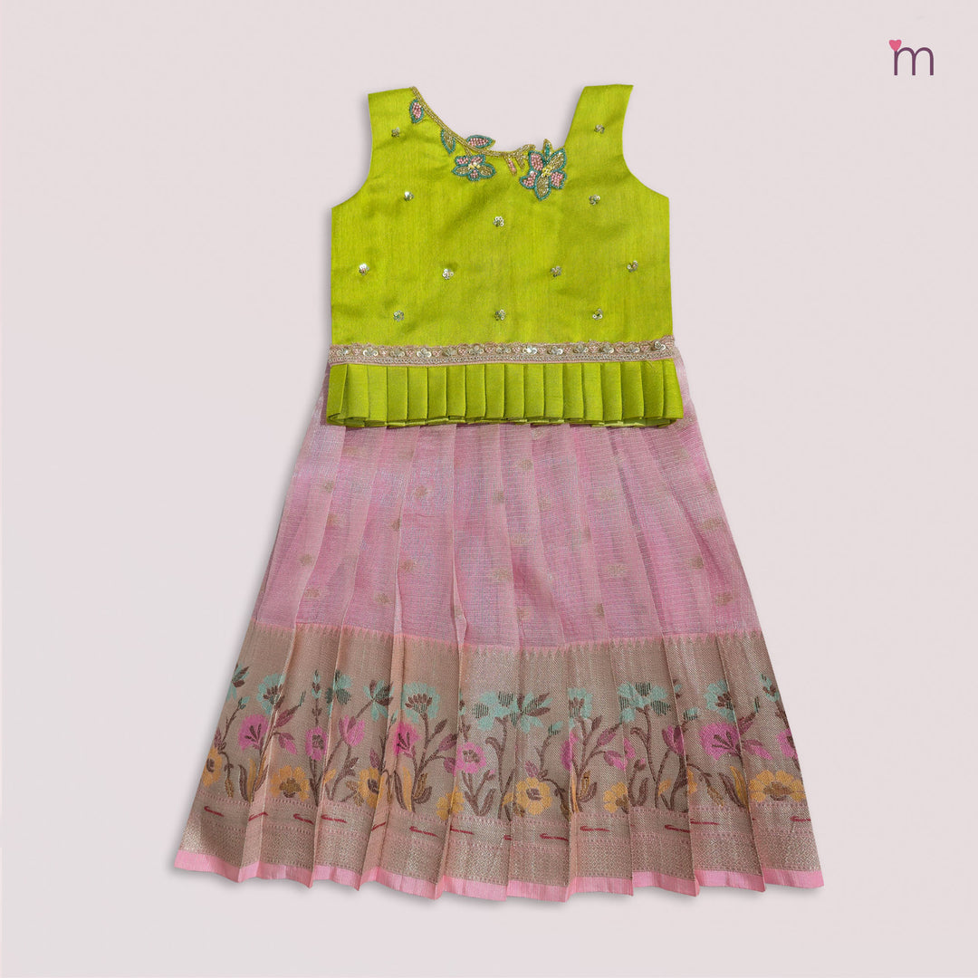 Vihana - Green Pink Pattu Pavadai Minipattu