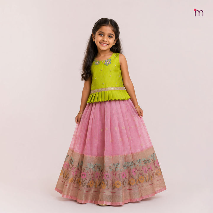 Vihana - Green Pink Pattu Pavadai Minipattu