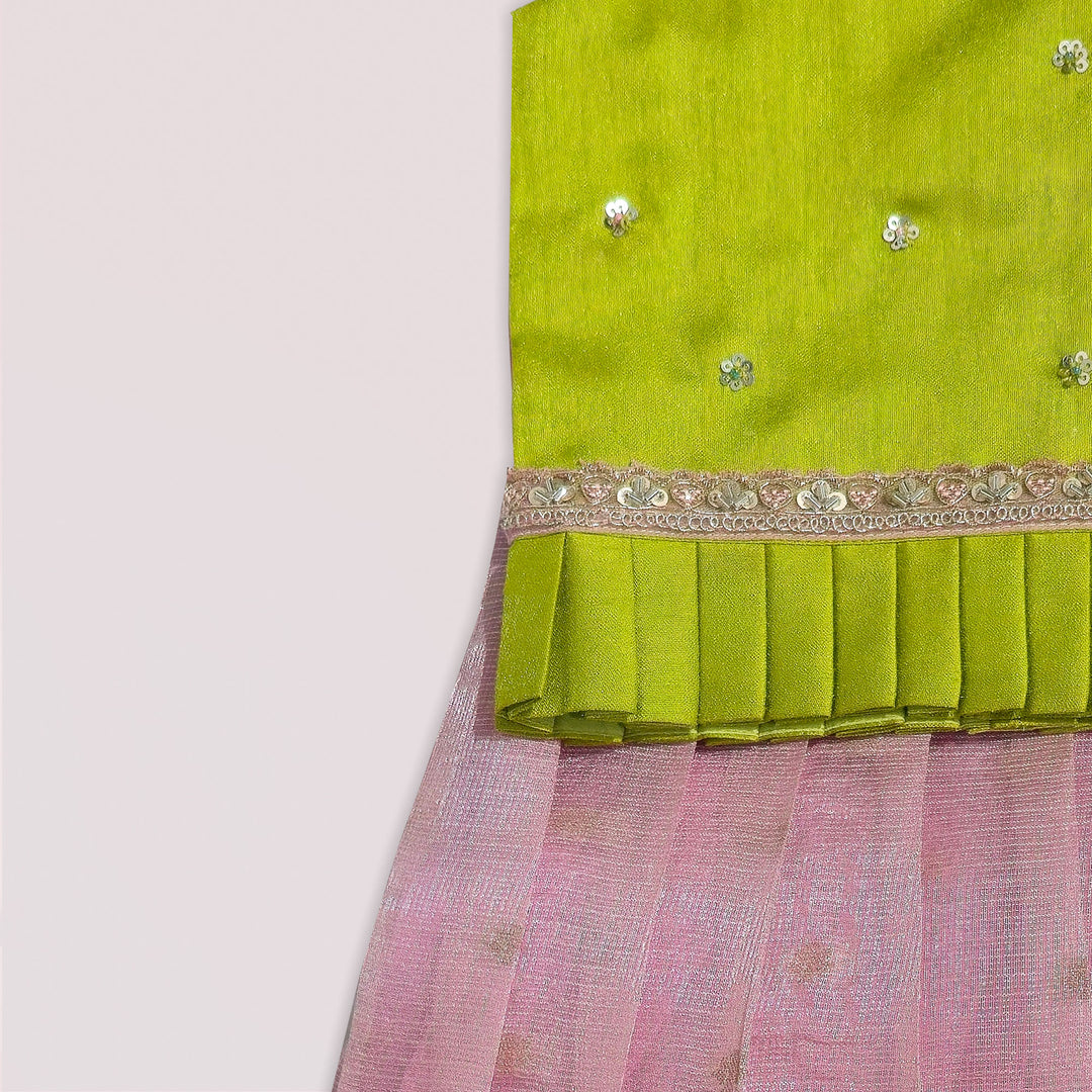 Vihana - Green Pink Pattu Pavadai Minipattu