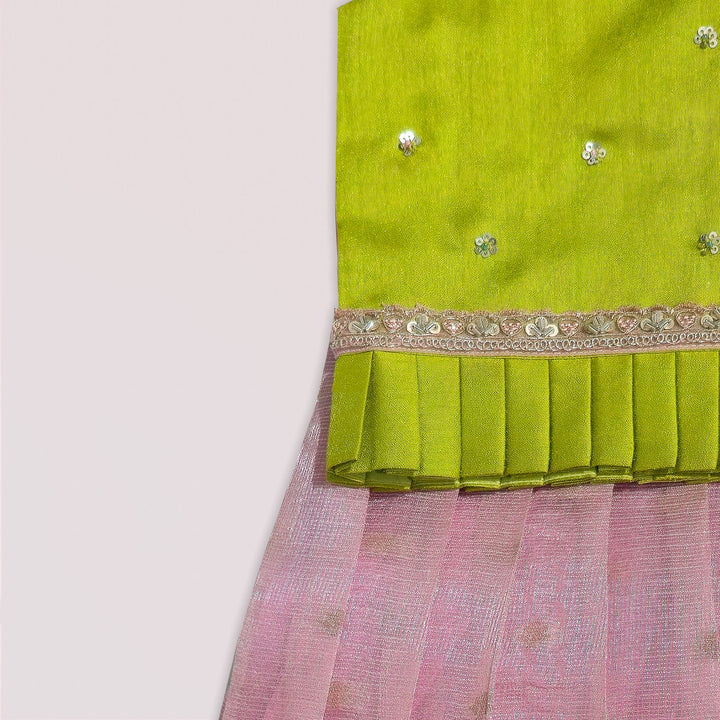 Vihana - Green Pink Pattu Pavadai Minipattu