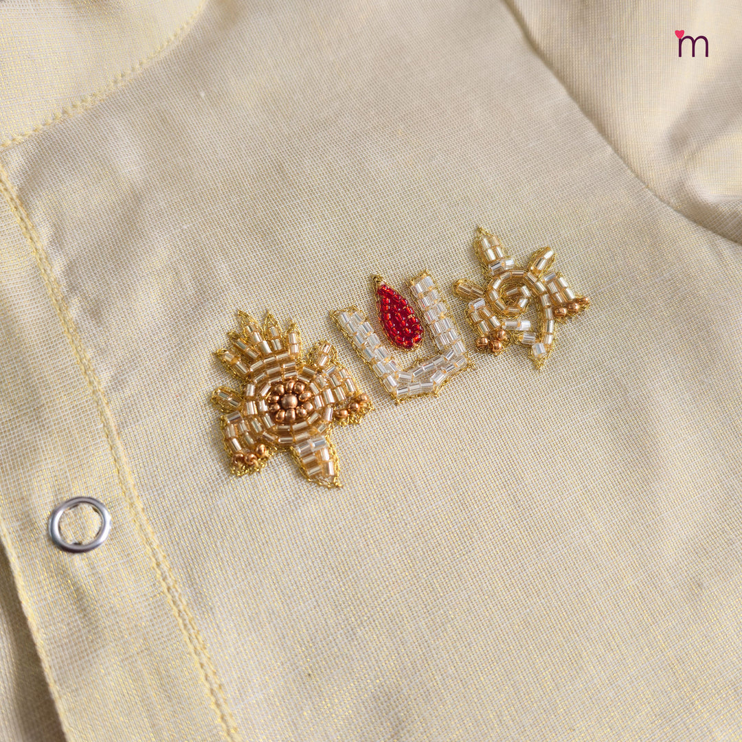 Perumal Half White Tissue Shirt & Veshti set