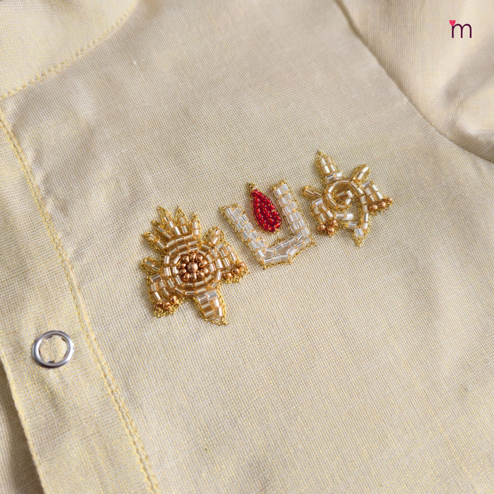 Perumal Half White Tissue Shirt & Veshti set