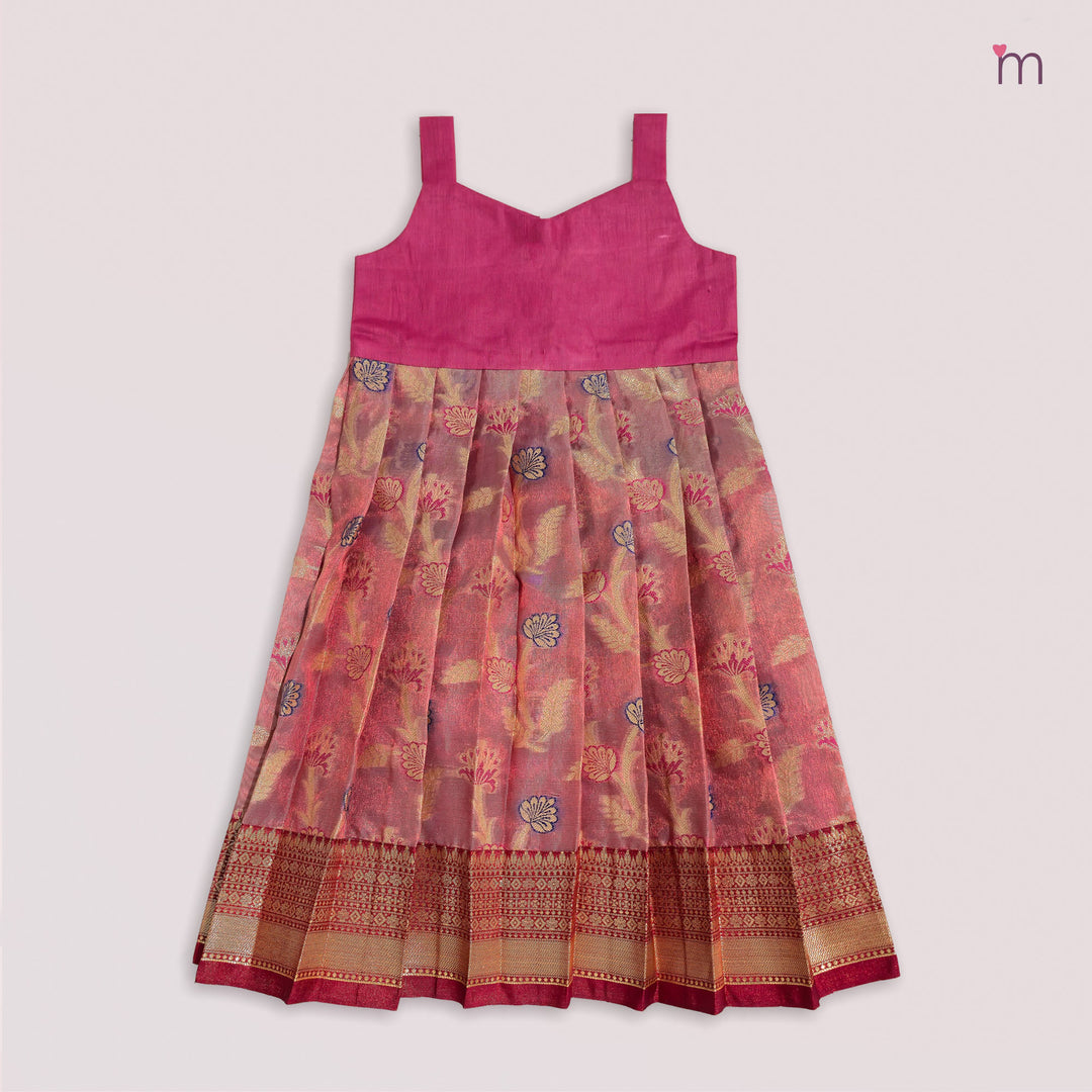 Sharvika - Maroon Pink Pattu Pavadai Minipattu