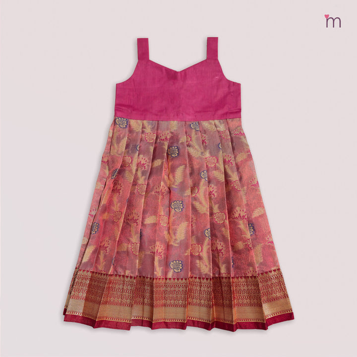 Sharvika - Maroon Pink Pattu Pavadai Minipattu