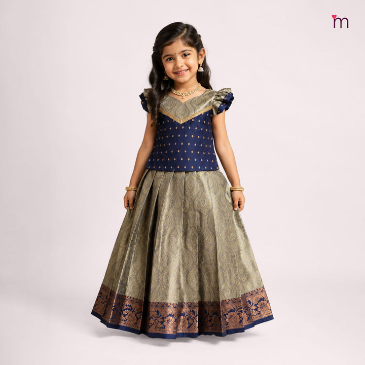 Kalyani - Blue Pattu Pavadai Minipattu